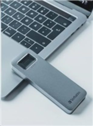 Obrázek VERBATIM externí SSD 512 GB, Executive Fingerprint Secure SSD, USB 3.2 Gen 1/ USB- C, (W: 356 MB/ s, R: 344 MB/ s), šedá