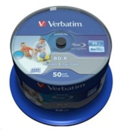 Obrázek VERBATIM BD- R SL Datalife (50- pack)Blu- Ray/ Spindle/ 6x/ 25 GB WHITE BLUE SURFACE