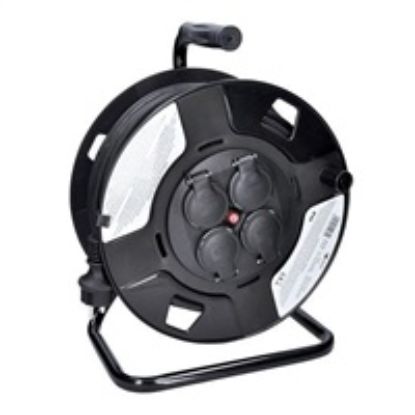 Obrázek Solight prodlužovací přívod na bubnu, 4 zásuvky, venkovní, 50m gumový kabel, 3x 1, 5mm2, IP44