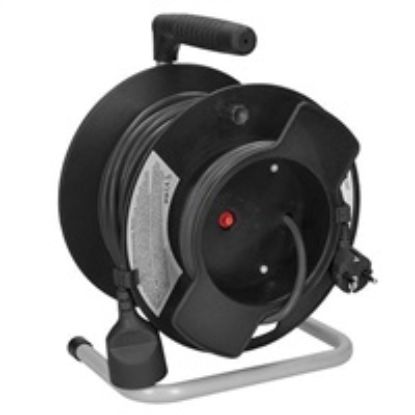 Obrázek Solight prodlužovací přívod na bubnu, 1 zásuvka, 25m, černý kabel, 3x 1, 5mm2