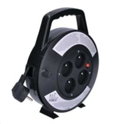 Obrázek Solight prodlužovací přívod na bubnu, 4 zásuvky, 10m, černý kabel, 3x 1, 0mm2