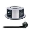 Obrázek Solight 3z + USB A+C 20 W PD, Wireless 10 W, výsuvný blok zásuvek, 2m, stříbrný