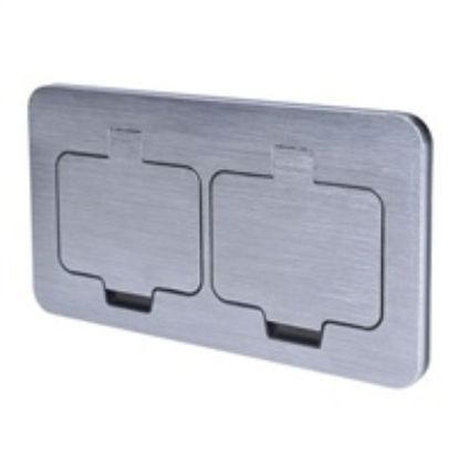 Obrázek Solight vestavná podlahová dvojzásuvka, IP55, obdélníkové víčko