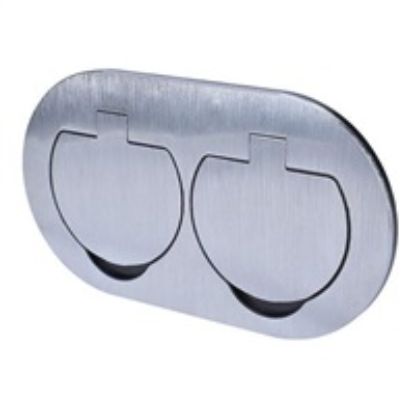 Obrázek Solight vestavná podlahová dvojzásuvka, IP55, kulaté víčko