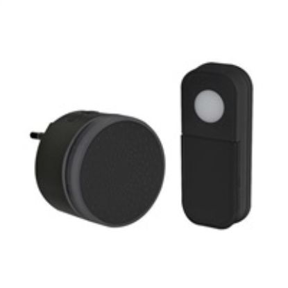 Obrázek Solight bezdrátový mini zvonek, do zásuvky, 180m, černý, learning code