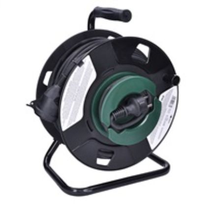 Obrázek Solight prodlužovací přívod na bubnu, 1 zásuvka, venkovní, 50m gumový kabel, 3x 1, 5mm2, IP44