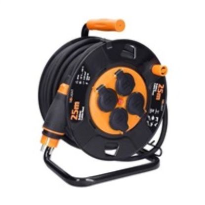 Obrázek Solight 4z prodlužovací přívod - na bubnu, 25m guma H07RN- F, 3x 2, 5mm2, IP44