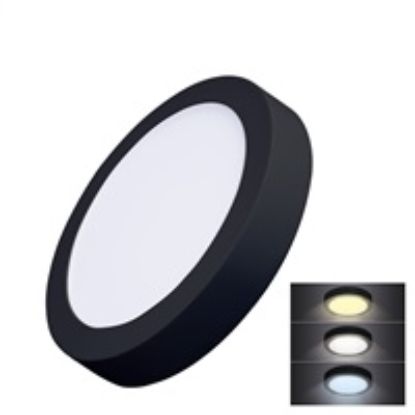 Obrázek Solight LED mini panel CCT, přisazený, 18 W, 1530lm, 3000K, 4000K, 6000K, kulatý, černá barva