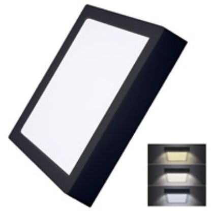 Obrázek Solight LED mini panel CCT, přisazený, 24 W, 1800lm, 3000K, 4000K, 6000K, čtvercový, černá barva