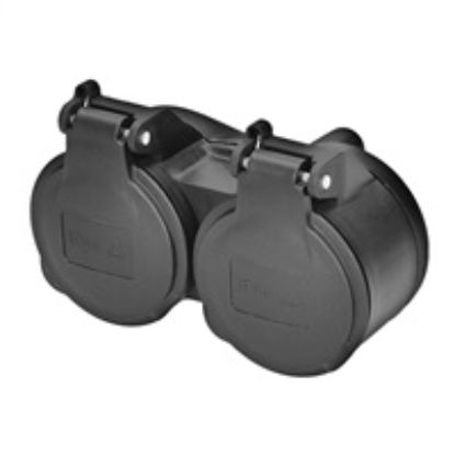 Obrázek Solight dvojzásuvka do vlhka, IP44, černá