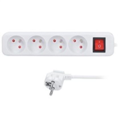 Obrázek Solight prodlužovací přívod 3m, 4 zásuvky, vypínač, 16A/ 3680 W, PVC, bílý