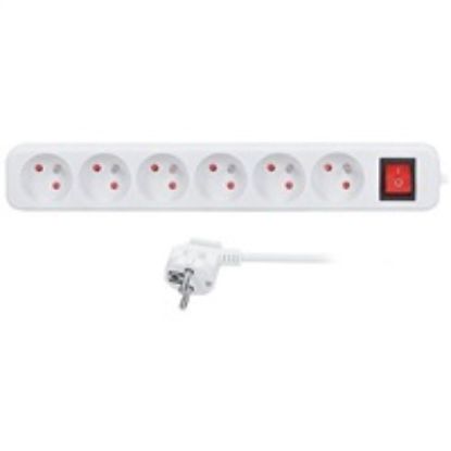 Obrázek Solight prodlužovací přívod 5m, 6 zásuvek, vypínač, 16A/ 3680 W, PVC, bílý