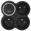 Obrázek Solight rozbočka, 3x 15A, USB A+C rychlonabíječka 20 W PD, matná černá