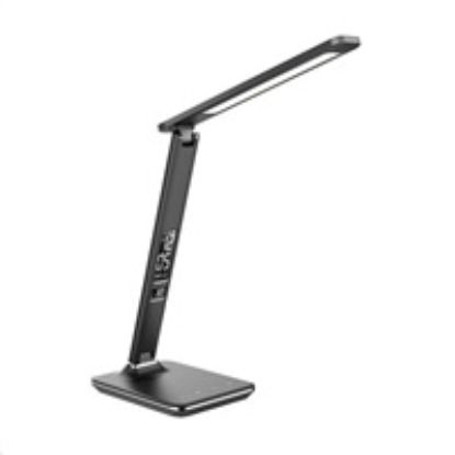 Obrázek Solight LED stolní lampička s displejem, 9 W, volba teploty světla, kůže, černá