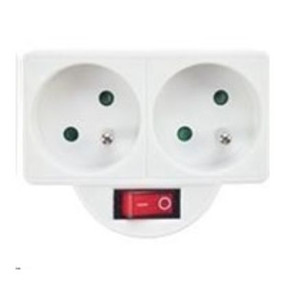 Obrázek Solight rozbočka, 2x 10A, bílá, vypínač