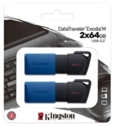 Obrázek Kingston 64 GB USB3.2 Gen 1 DataTraveler Exodia M (Black + Blue) - 2 kusy