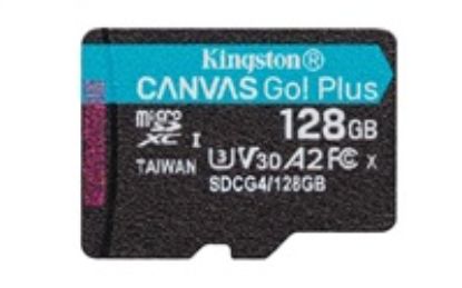 Obrázek Kingston MicroSDXC karta 128 GB Canvas Go! Plus, R: 200/ W: 160MB/ s, Class 10, UHS- I, U3, V30, A2 + Adaptér