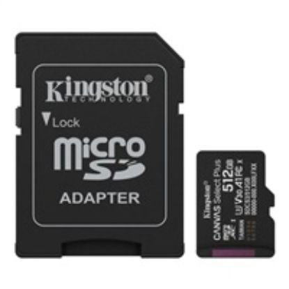 Obrázek Kingston MicroSDXC karta 512 GB Canvas Select Plus, U3, V30, A1, SD Adaptér