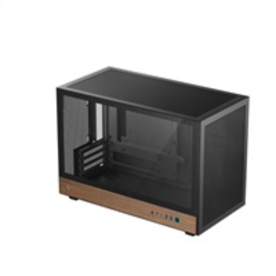 Obrázek DEEPCOOL Case CH260 WOOD, mATX, Průhledná bočnice, černo- dřevěná