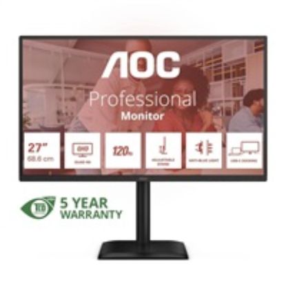 Obrázek AOC MT 27" Q27E4CV - 2560 x 1440, IPS, 120 Hz, 1xHDMI, 1xDP, 1xDP out, USB hub, USB- C(PD 90 W), Repro, Pivot