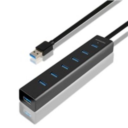 Obrázek AXAGON HUE- SA7BP, 7x USB 3.0 ALU CHARGING hub, vč. AC adaptéru, kabel USB- A 40cm