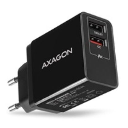 Obrázek AXAGON ACU- QS24, QC & SMART nabíjačka do siete 24 W, 2x port USB- A, QC3.0/ AFC/ FCP + 5V/ 1, 2A