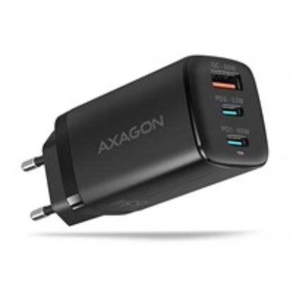 Obrázek AXAGON ACU- DP Q65, GaN nabíječka do sítě 65 W, 3x port (USB- A + dual USB- C), PD3.0/ QC4+/ PPS/ Apple, černá