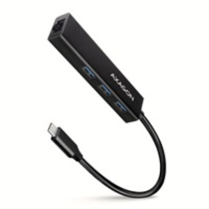 Obrázek AXAGON HMC- GL3A, USB 3.2 Gen 1 hub, porty 3x USB- A + Gigabit Ethernet, kovový, kabel USB- C 20cm