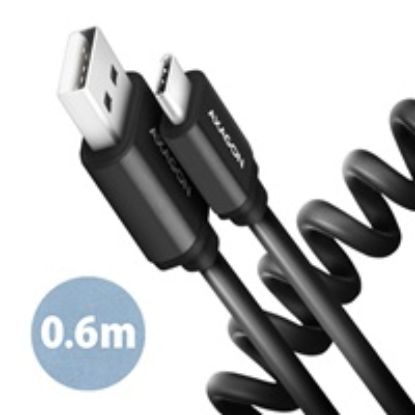 Obrázek AXAGON BUCM- AM10 TB, TWISTER kabel USB- C <- > USB- A, 0.6m, USB 2.0, 3A, ALU, tpe, černý