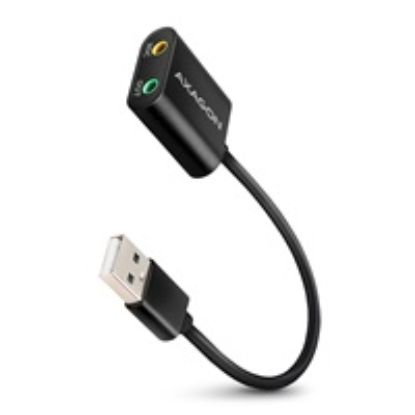 Obrázek AXAGON ADA- 12, USB 2.0 - externí zvuková karta, 48kHz/ 16- bit stereo, kovová, kabel USB- A 15 cm