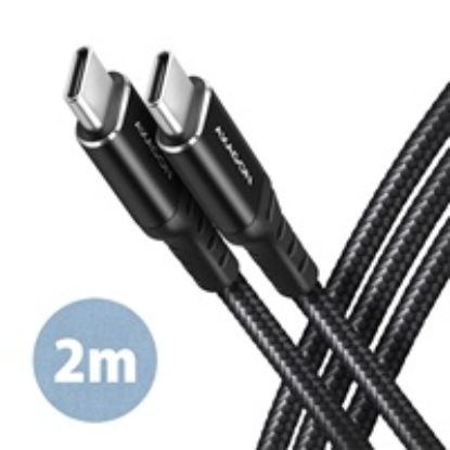Obrázek AXAGON BUCM- CM20AB, HQ kabel USB- C <- > USB- C, 2m, USB 2.0, PD 60 W 3A, ALU, oplet, černý