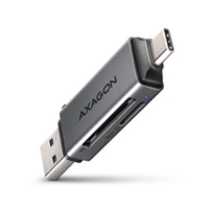 Obrázek AXAGON CRE- DAC, USB- C + USB- A, 5 Gbps - MINI čtečka karet, 2- slot & lun SD/ microSD, podpora UHS- I