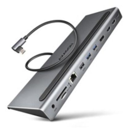 Obrázek AXAGON HMC- 4KX3 USB 5Gbps hub, 3x USB- A, 2x HDMI, DP, RJ- 45 GLAN, SD/ microSD, audio, PD 100 W, kabel USB- C 40cm