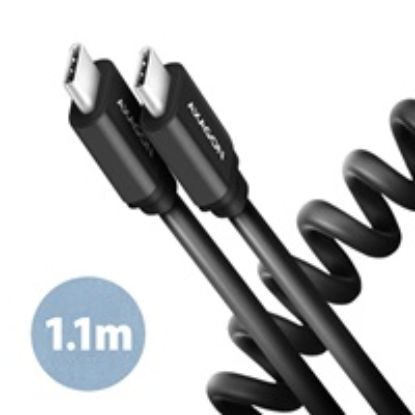 Obrázek AXAGON BUCM- CM20 TB, TWISTER kabel USB- C <- > USB- C, 1.1m, USB 2.0, PD 60 W 3A, ALU, tpe, černý