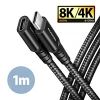 Obrázek AXAGON BUCM32- CF10AB prodlužovací kabel USB- C (M) <- > USB- C (F), 1m, USB 20Gbps, PD 240 W 5A, 8K HD, ALU, oplet…