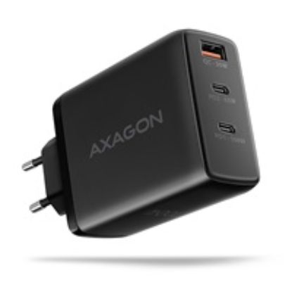 Obrázek AXAGON ACU- DP Q100, GaN nabíječka do sítě 100 W, 3x port (USB- A + dual USB- C), PD3.0/ PPS/ QC4+/ Apple, černá
