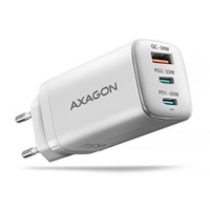 Obrázek AXAGON ACU- DP Q65 W, GaN nabíječka do sítě 65 W, 3x port (USB- A + dual USB- C), PD3.0/ QC4+/ PPS/ Apple, bílá