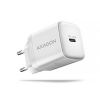 Obrázek AXAGON ACU- PD20 W, nabíječka do sítě 20 W, 1x port USB- C, PD3.0/ PPS/ QC4+/ AFC/ Apple, bílá