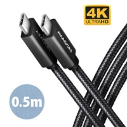 Obrázek AXAGON BUCM32- CM05AB, SPEED+ kabel USB- C <- > USB- C, 0.5m, USB 20Gbps, PD 100 W 5A, 4K HD, ALU, oplet, černý