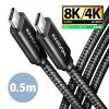 Obrázek AXAGON BUCM4X- CM05AB NewGEN+ kabel USB- C <- > USB- C, 0.5m, USB4 Gen 3×2, PD 240 W 5A, 8K HD, ALU, oplet, černý