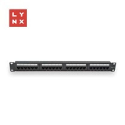 Obrázek LYNX 19" patch panel 24- port, UTP Cat5e, 50µ, nestíněný, černý