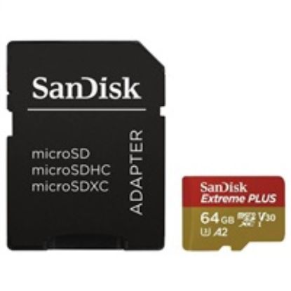 Obrázek SanDisk micro SDXC karta 64 GB Extreme PLUS (200 MB/ s Class 10, UHS- I U3 V30) + adaptér