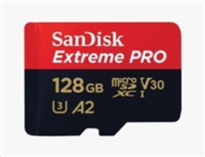 Obrázek SanDisk micro SDXC karta 128 GB Extreme PRO (200 MB/ s Class 10, UHS- I U3 V30) + adaptér