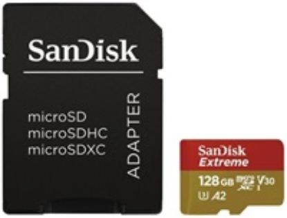 Obrázek SanDisk micro SDXC karta 128 GB Extreme Action Cams and Drones (190 MB/ s Class 10, UHS- I U3 V30) + adaptér