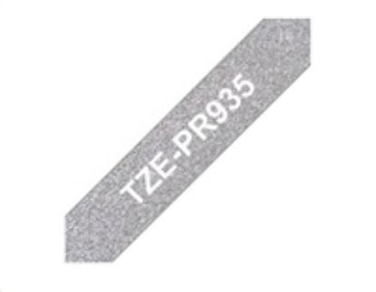 Obrázek BROTHER TZe- PR935- kazeta TZ šířky 12mm, laminovaná TZe- PR935 PREMIUM SILVER / stříbrná páska / bílé písmo