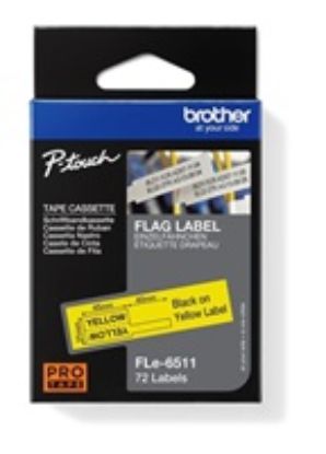 Obrázek BROTHER FLe- 6511 předřezané štítky - černá na žluté, 21 mm šířka
