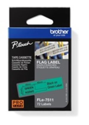 Obrázek BROTHER FLe- 7511 předřezané štítky - černá na zelené, 21 mm šířka