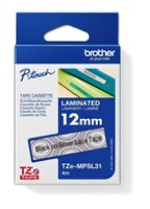 Obrázek BROTHER Originální Brother TZe- MPSL31 P- touch páska se stříbrnými proužky - šířka 12mm
