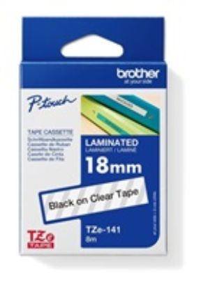 Obrázek BROTHER TZE141 - kazeta TZ šířky 18mm, laminovaná TZE- 141, průsvitná/ černé písmo