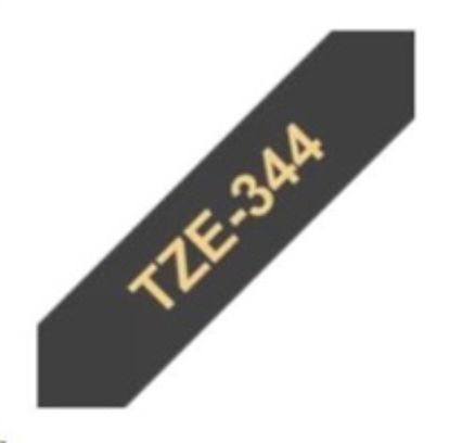 Obrázek BROTHER TZE344 - kazeta TZ šířky 18mm, laminovaná TZE- 344, černá / zlaté písmo - gold